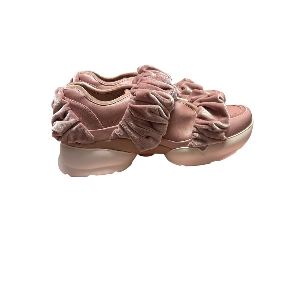 Kate Spade Pink Velvet Ruffle Strap Slip-On Sneakers Women’s 7 Chic Luxe